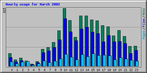 Hourly usage for March 2002